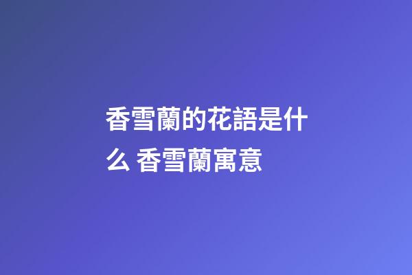 香雪蘭的花語是什么 香雪蘭寓意